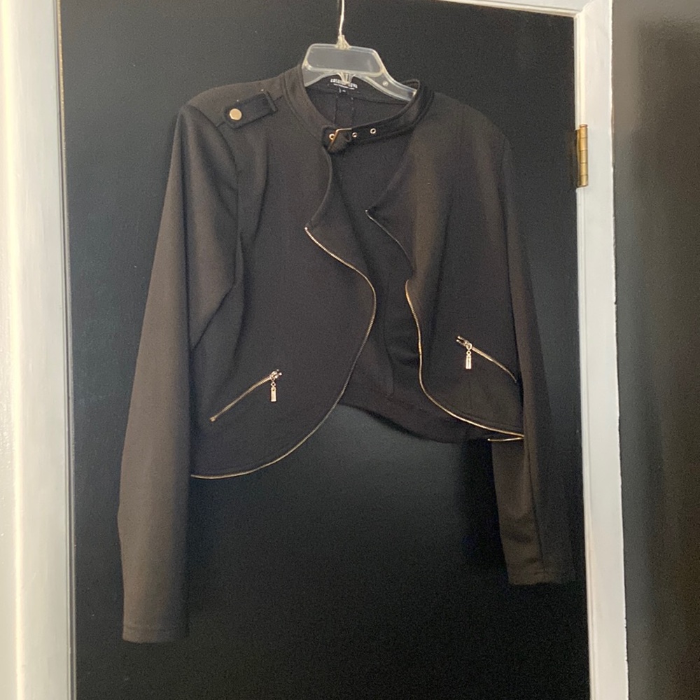 Fashion Nova Buckle Neck Crop Jacket